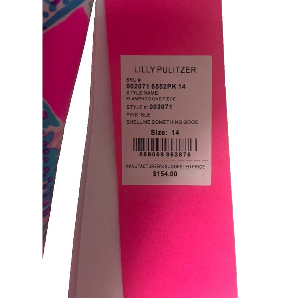 Lilly Pulitzer Flamenco One Piece Swimsuit Shell Me Something Good Size 14 - Picture 5 of 12